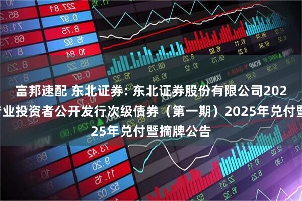 富邦速配 东北证券: 东北证券股份有限公司2022年面向专业投资者公开发行次级债券（第一期）2025年兑付暨摘牌公告